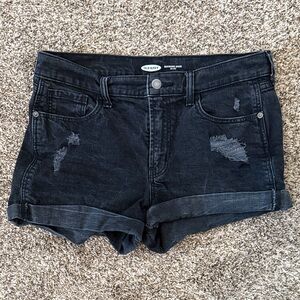 Old Navy Black Distressed Roll-Cuff Boyfriend Denim Shorts
